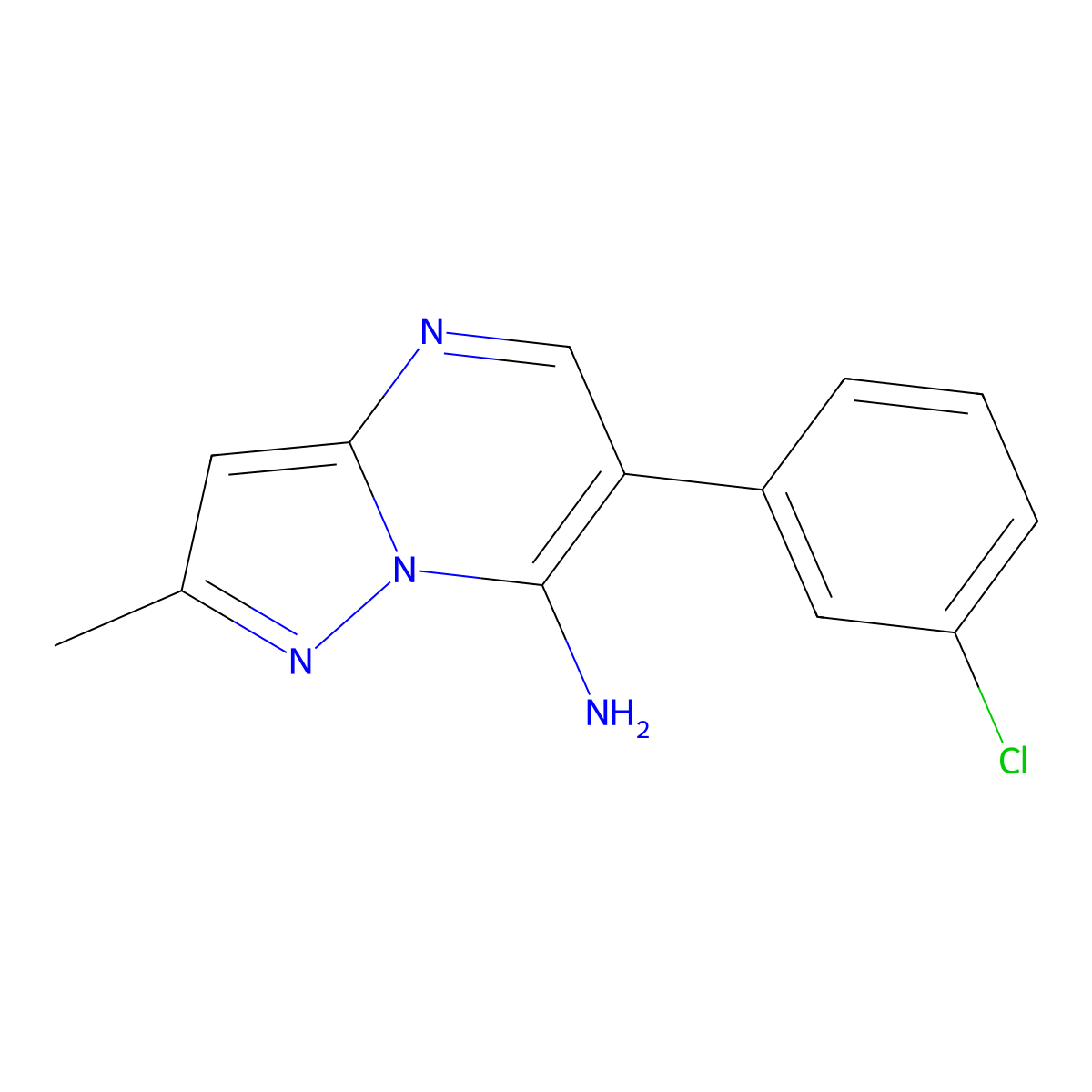 6-(3-Chlorophenyl)-2-methylpyrazolo[1,5-a]pyrimidin-7-amine molecular structure, CAS 85841-03-8