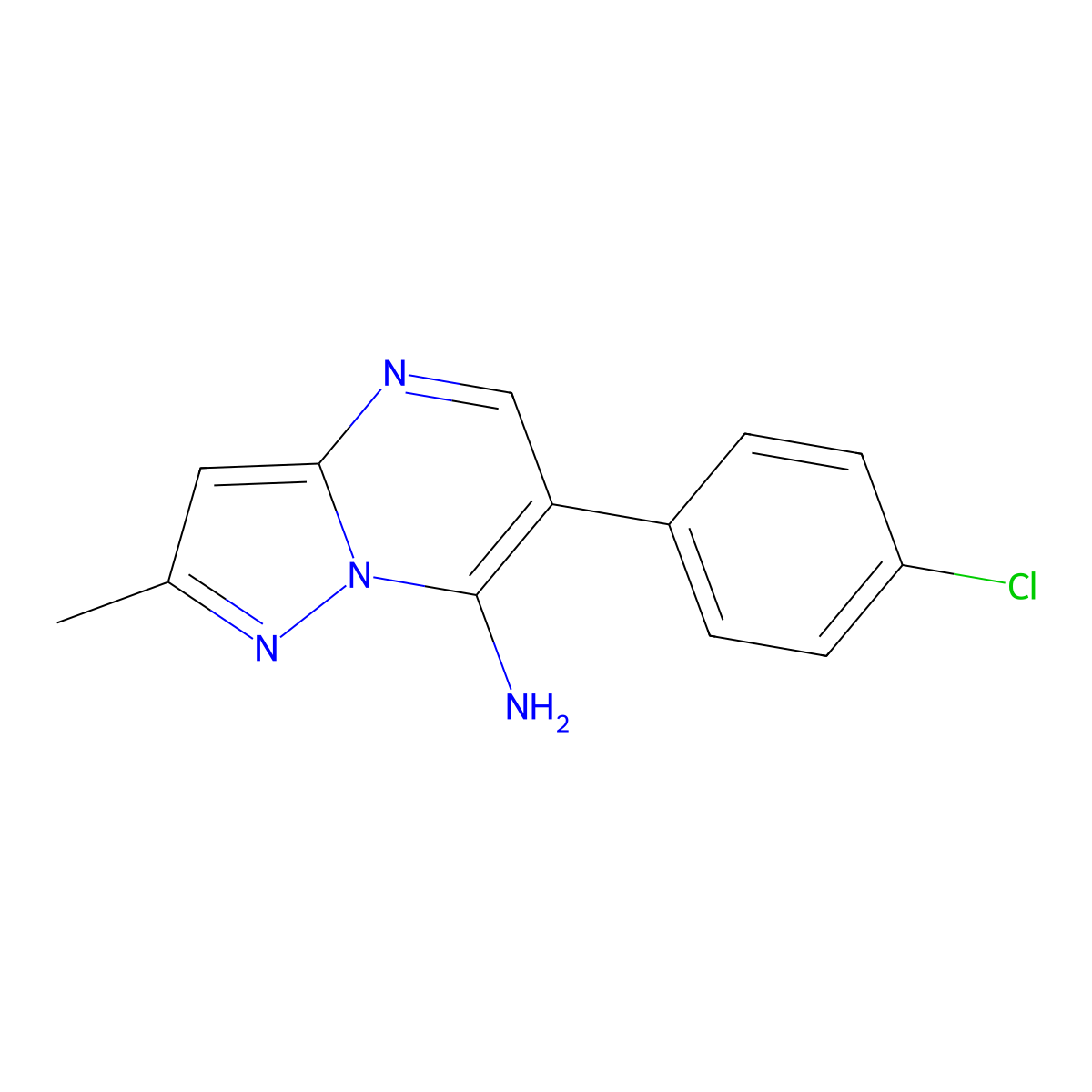 6-(4-Chlorophenyl)-2-methylpyrazolo[1,5-a]pyrimidin-7-amine molecular structure, CAS 85841-04-9