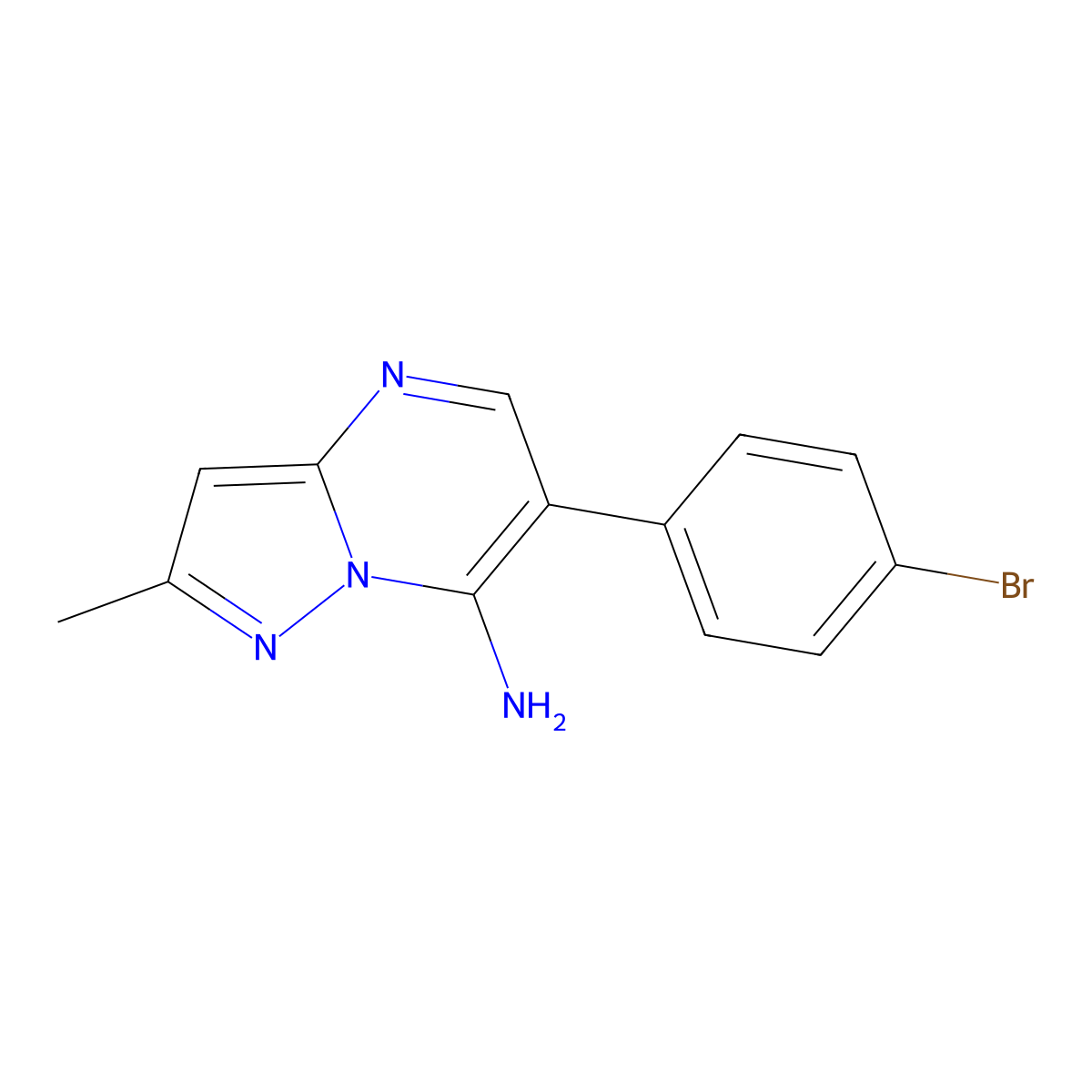 6-(4-Bromophenyl)-2-methylpyrazolo(1,5-a)pyrimidin-7-amine molecular structure, CAS 85841-05-0