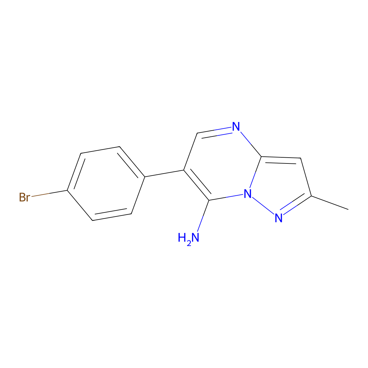 6-(4-Bromophenyl)-2-methylpyrazolo(1,5-a)pyrimidin-7-amine molecular structure, CAS 85841-05-0
