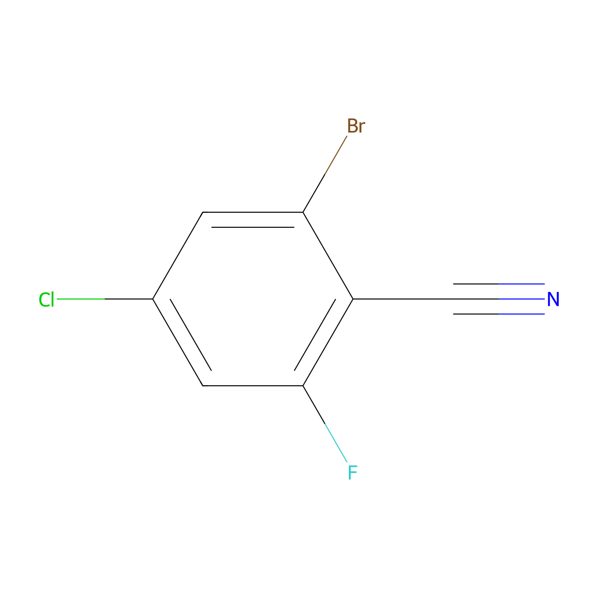 2-Bromo-4-chloro-6-fluorobenzonitrile molecular structure, CAS 858414-22-9