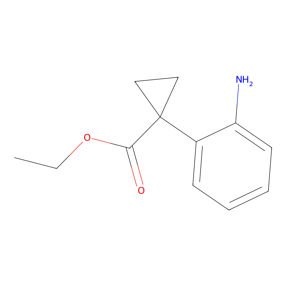 Ethyl 1-(2-aminophenyl)cyclopropane-1-carboxylate molecular structure, CAS 858423-12-8