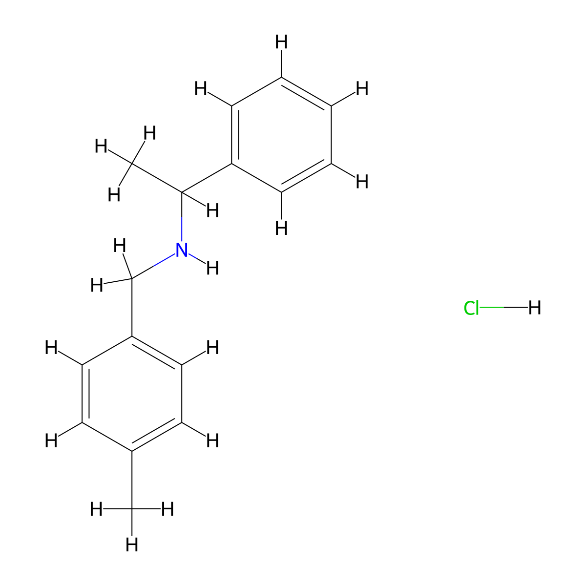 N-(4-methylbenzyl)-1-phenylethanamine hydrochloride molecular structure, CAS 858428-00-9