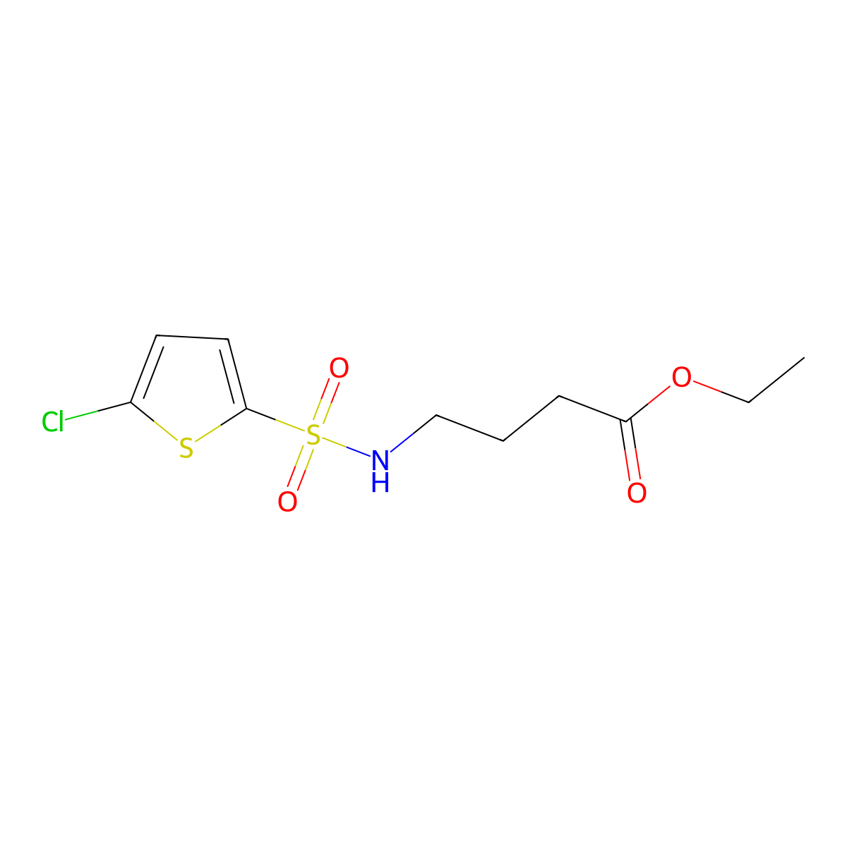 Ethyl 4-(5-chlorothiophene-2-sulfonamido)butanoate molecular structure, CAS 85844-86-6