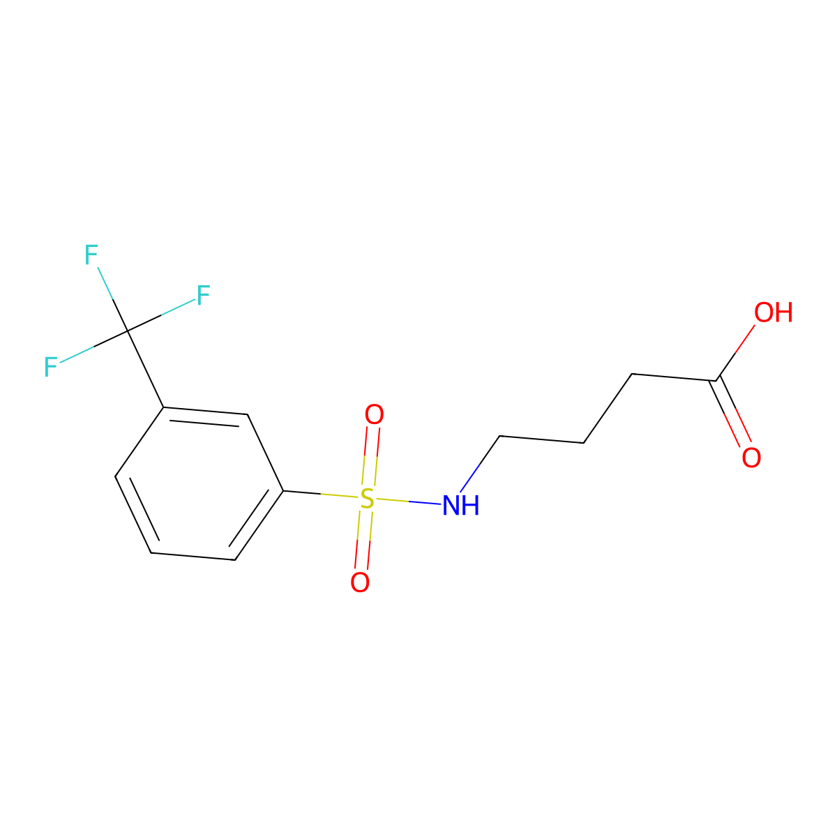 Butanoic acid, 4-(((3-(trifluoromethyl)phenyl)sulfonyl)amino)- molecular structure, CAS 85844-93-5