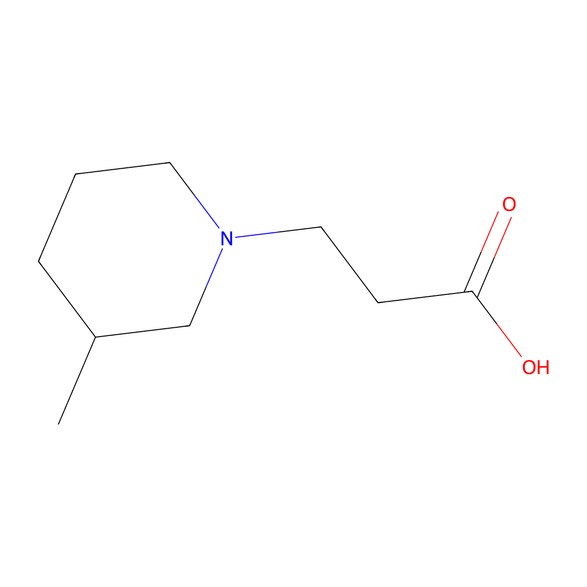 3-(3-Methylpiperidin-1-yl)propanoic acid molecular structure, CAS 858444-38-9