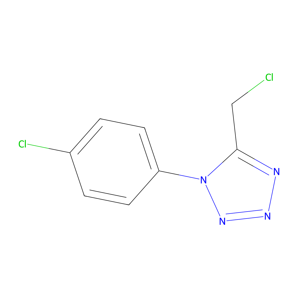 5-(chloromethyl)-1-(4-chlorophenyl)-1H-tetrazole molecular structure, CAS 858483-88-2
