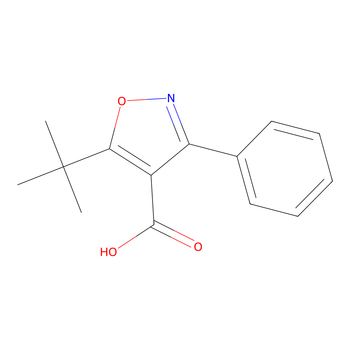 5-(Tert-butyl)-3-phenylisoxazole-4-carboxylic acid molecular structure, CAS 858490-11-6