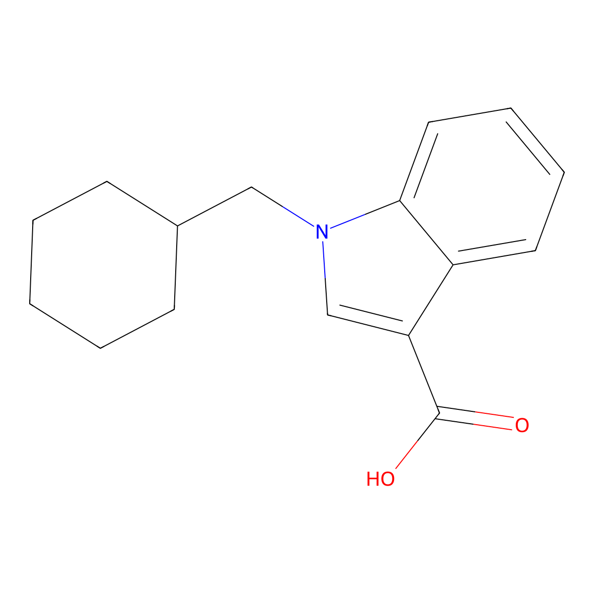 1-Cyclohexylmethyl-1h-indole-3-carboxylic acid molecular structure, CAS 858515-71-6