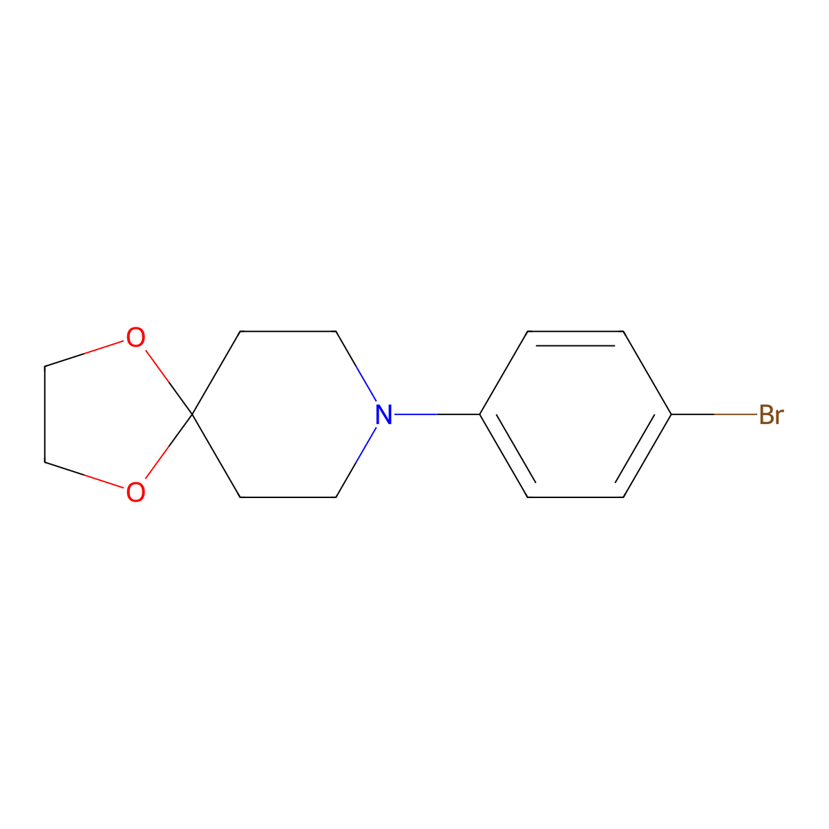 8-(4-Bromophenyl)-1,4-dioxa-8-azaspiro[4.5]decane molecular structure, CAS 858516-24-2