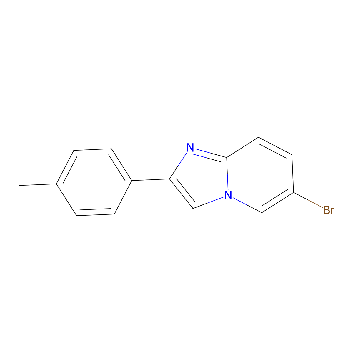 6-Bromo-2-(4-methylphenyl)imidazo[1,2-a]pyridine molecular structure, CAS 858516-70-8