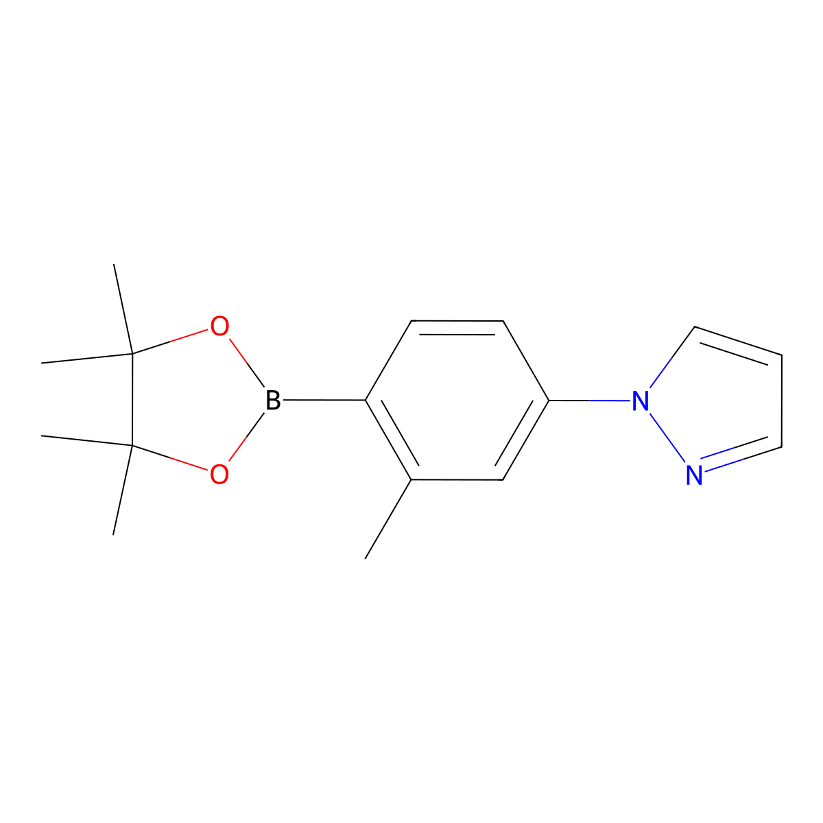2-Methyl-4-(1H-pyrazol-1-yl)phenylboronic acid pinacol ester molecular structure, CAS 858523-46-3