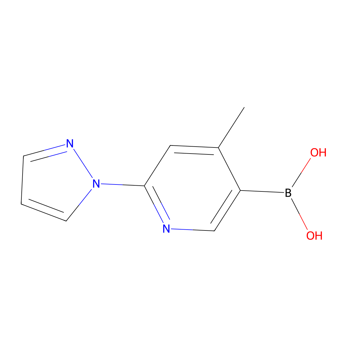 4-Methyl-6-(1H-pyrazol-1-YL)pyridin-3-ylboronic acid molecular structure, CAS 858523-50-9