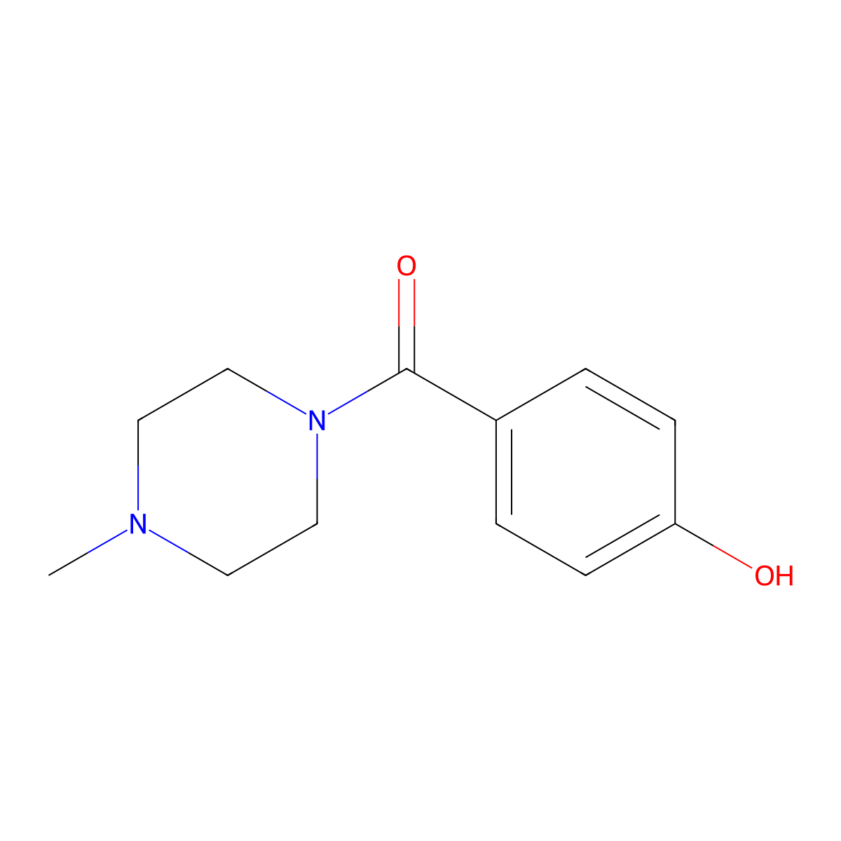 (4-Hydroxyphenyl)(4-methylpiperazin-1-yl)methanone molecular structure, CAS 85858-94-2