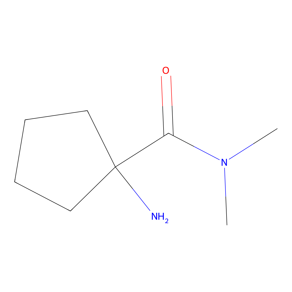 1-amino-N,N-dimethylcyclopentane-1-carboxamide molecular structure, CAS 858603-76-6