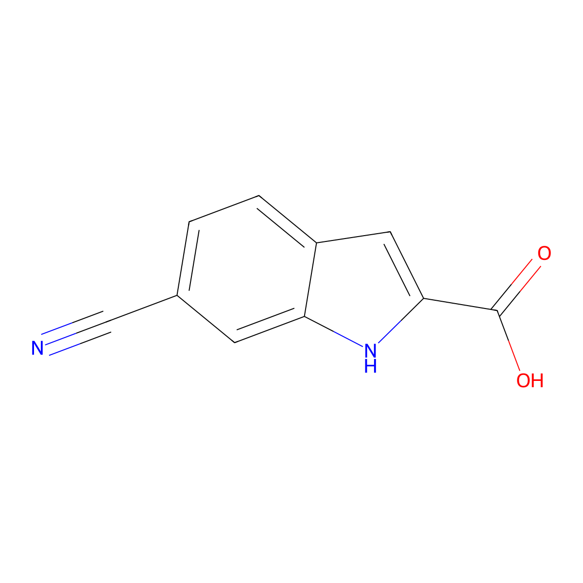 6-cyano-1H-indole-2-carboxylic Acid molecular structure, CAS 85864-09-1