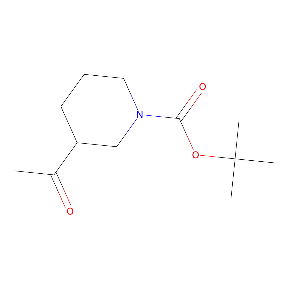 tert-Butyl 3-acetylpiperidine-1-carboxylate molecular structure, CAS 858643-92-2