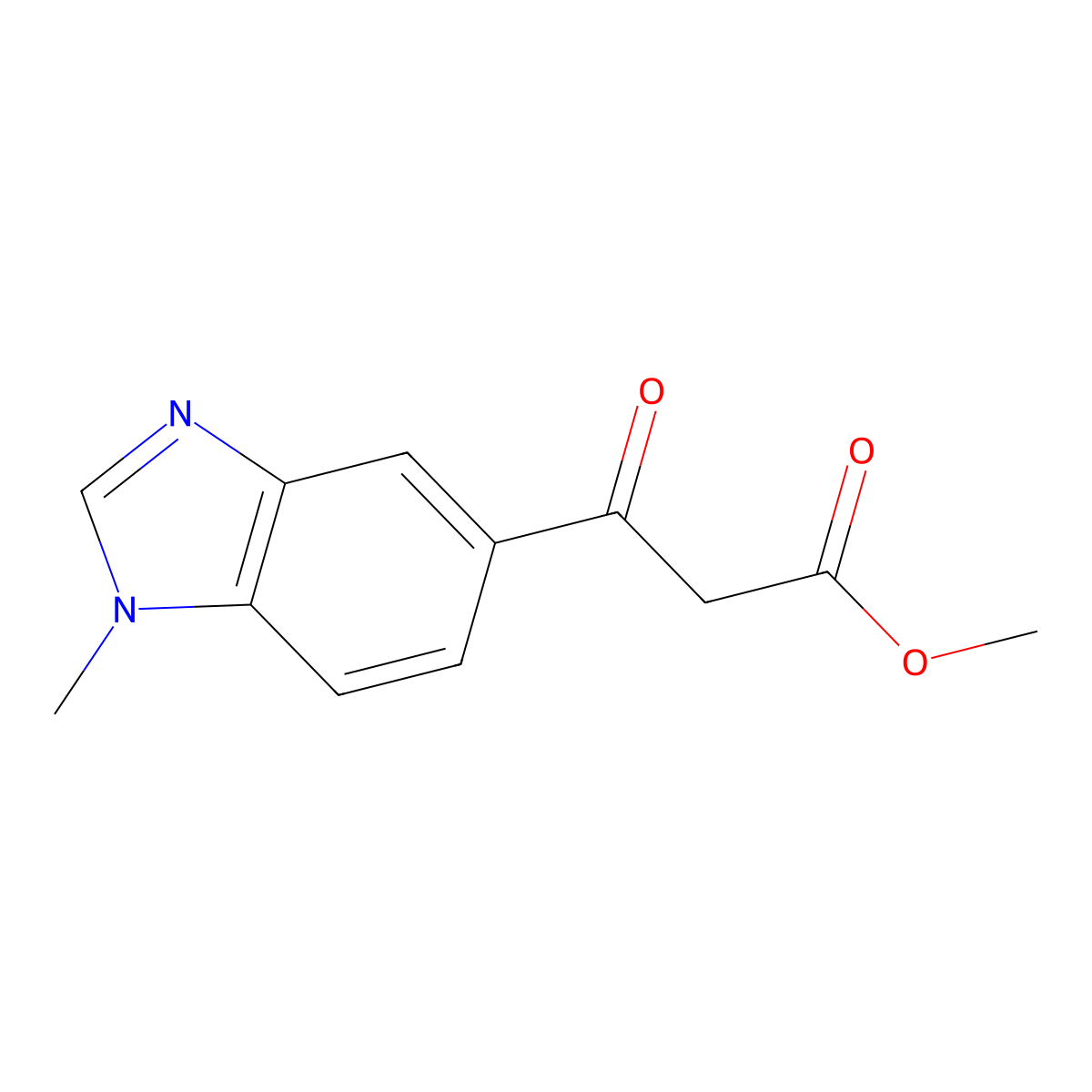 3-(1-Methyl-1H-benzoimidazol-5-yl)-3-oxo-propionic acid methyl ester molecular structure, CAS 858646-14-7