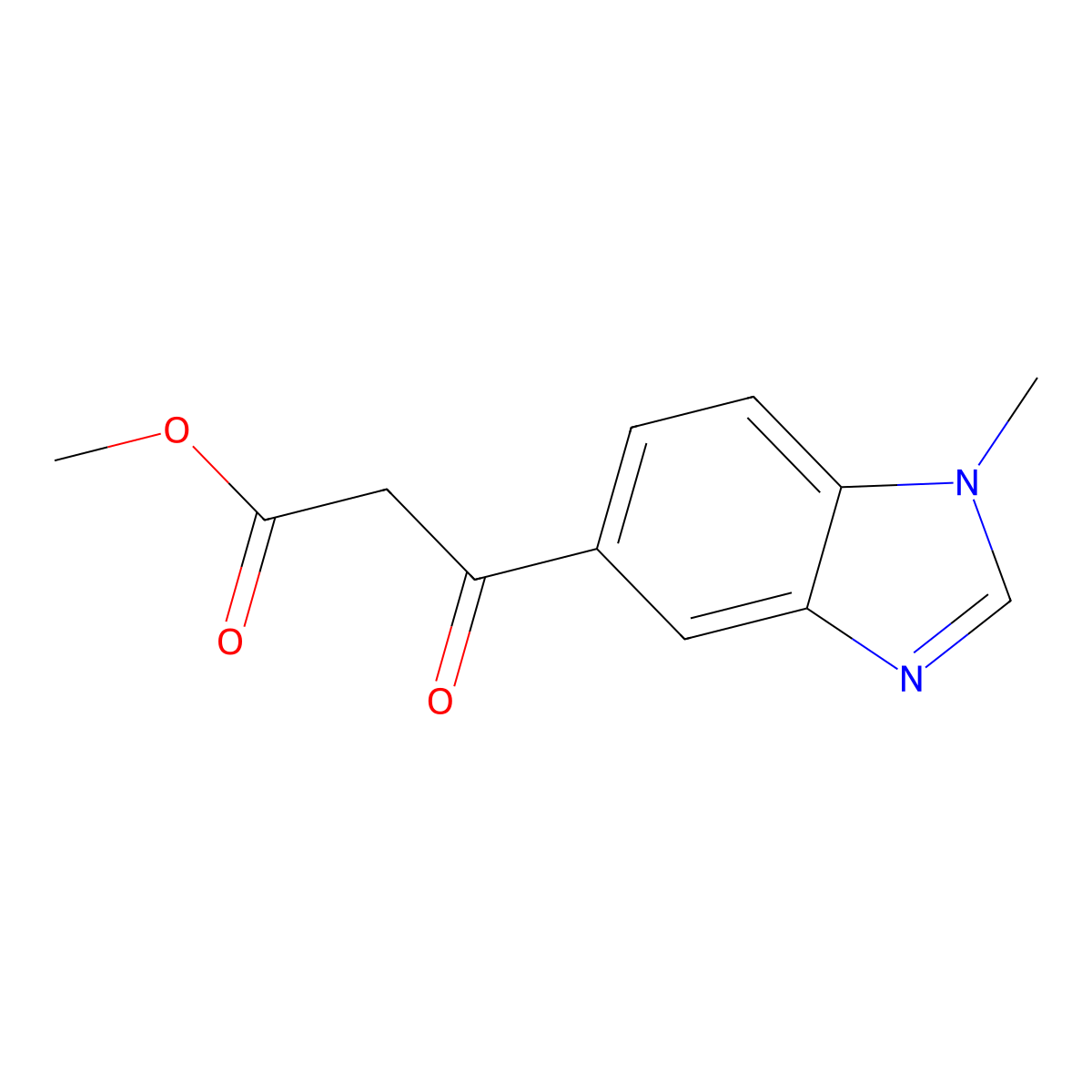 3-(1-Methyl-1H-benzoimidazol-5-yl)-3-oxo-propionic acid methyl ester molecular structure, CAS 858646-14-7