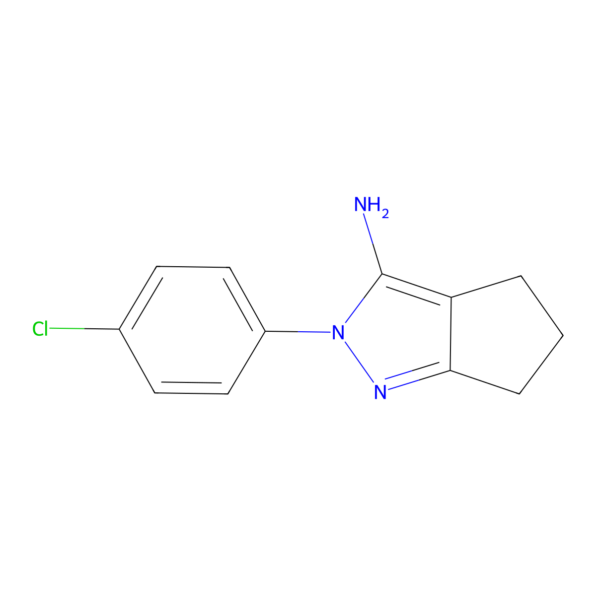 2-(4-chlorophenyl)-2H,4H,5H,6H-cyclopenta[c]pyrazol-3-amine molecular structure, CAS 858668-65-2