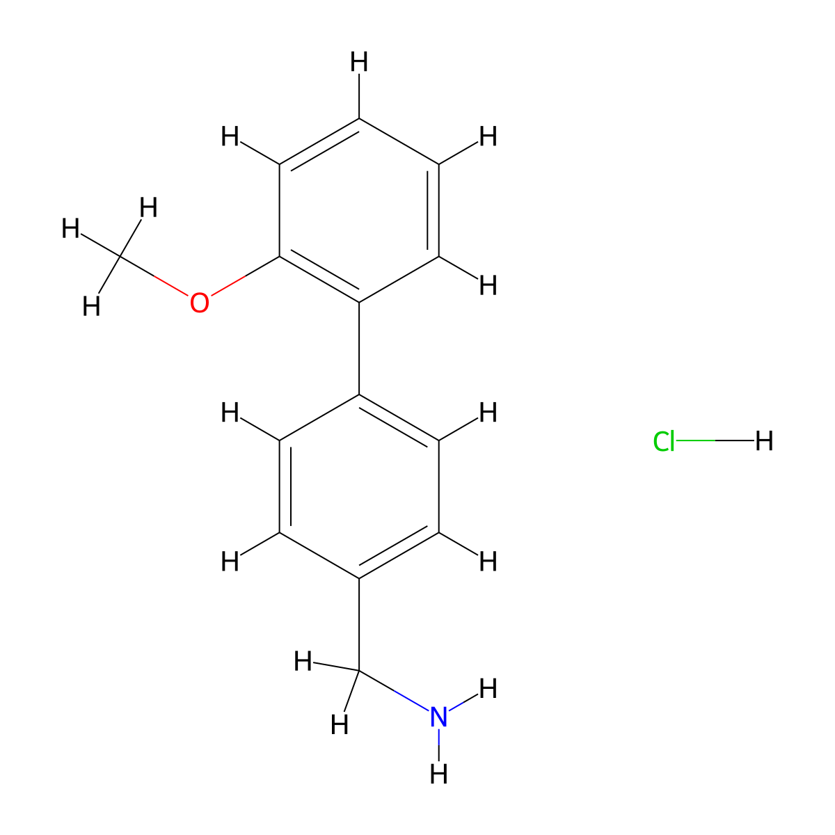 C-(2'-Methoxy-biphenyl-4-yl)-methylamine hydrochloride molecular structure, CAS 858674-01-8