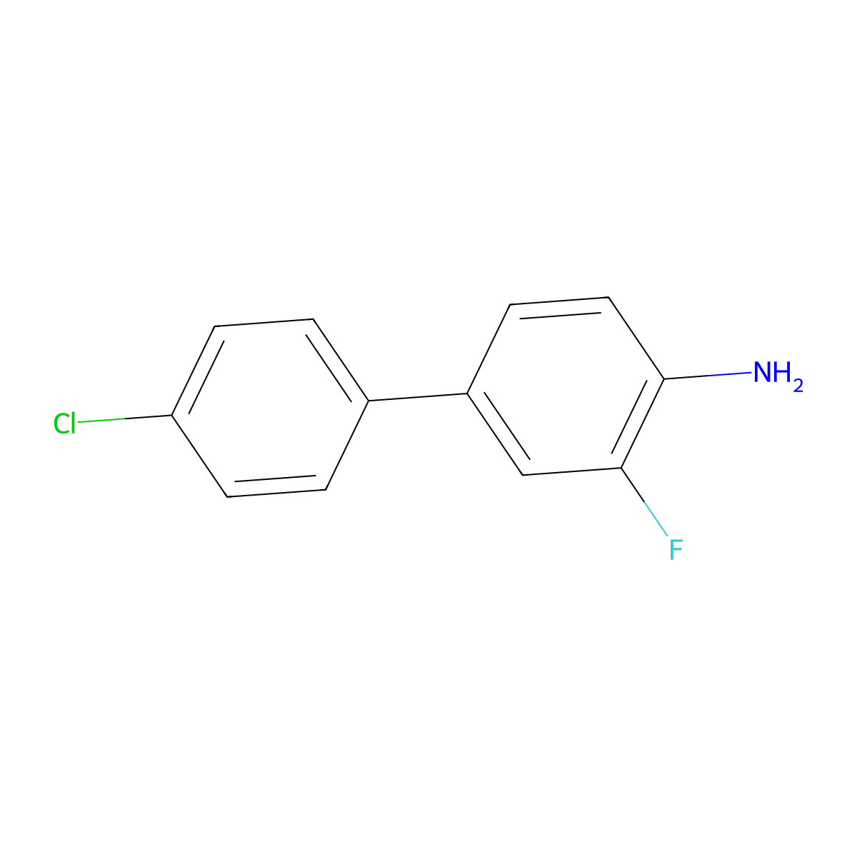 4'-Chloro-3-fluoro[1,1'-biphenyl]-4-amine molecular structure, CAS 858676-97-8