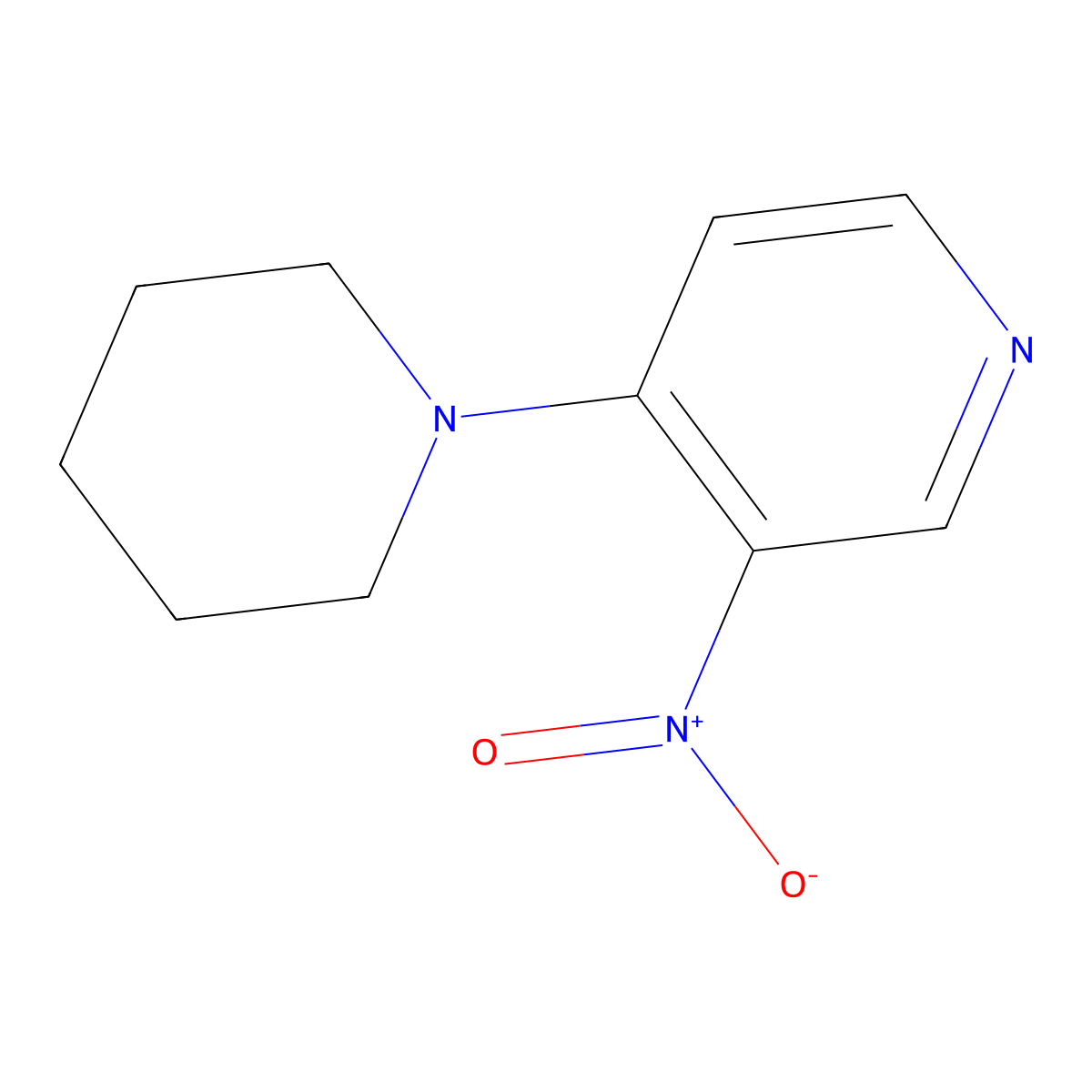 3-Nitro-4-piperidin-1-ylpyridine molecular structure, CAS 85868-36-6