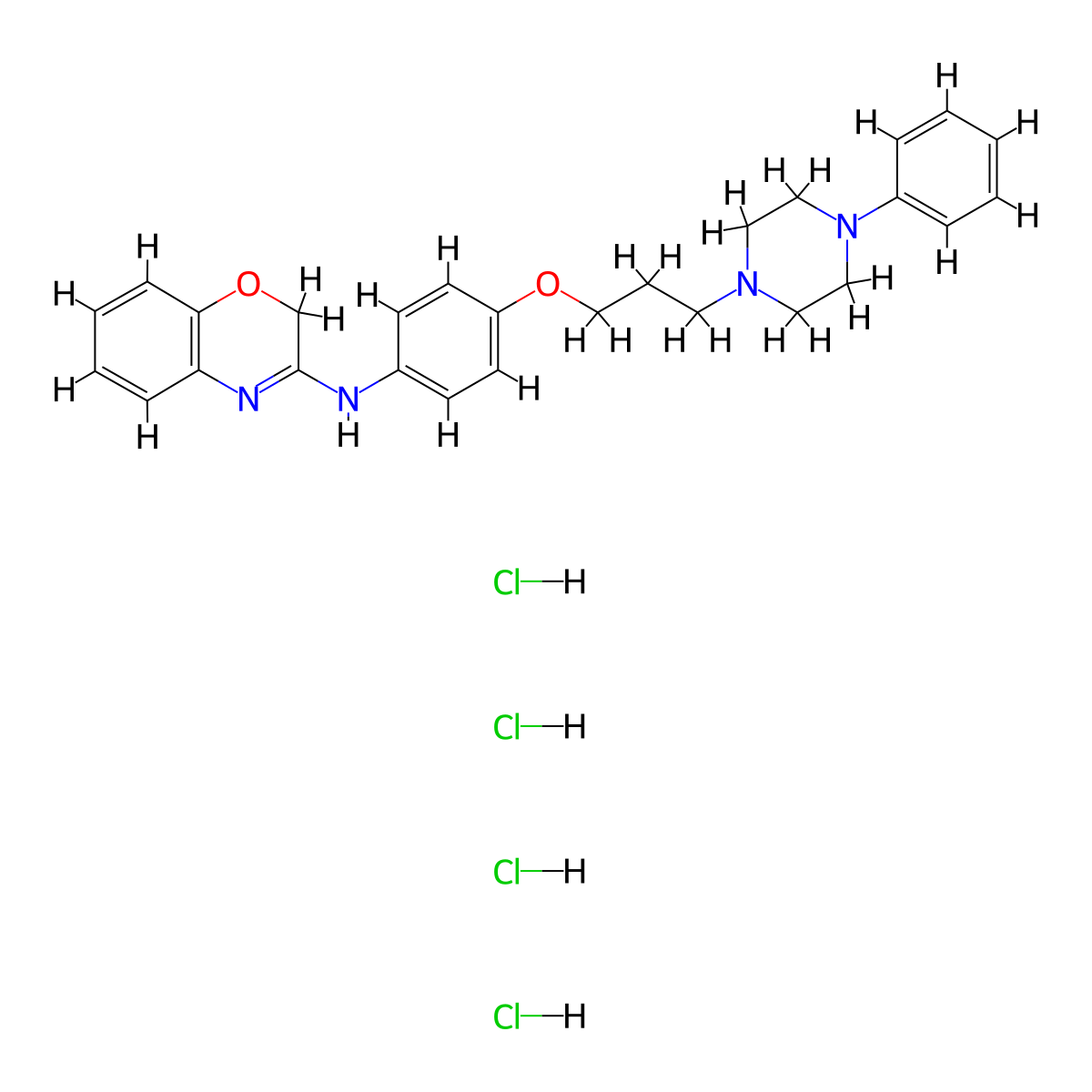2H-1,4-Benzoxazin-3-amine, N-(3-(3-(4-phenyl-1-piperazinyl)propoxy)phenyl)-, tetrahydrochloride molecular structure, CAS 85868-63-9