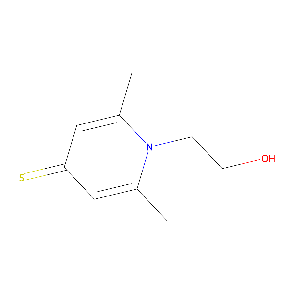 1-(2-hydroxyethyl)-2,6-dimethylpyridine-4(1H)-thione molecular structure, CAS 85870-90-2