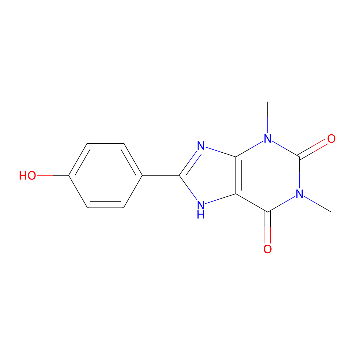 8-(4-Hydroxyphenyl)theophylline molecular structure, CAS 85872-69-1