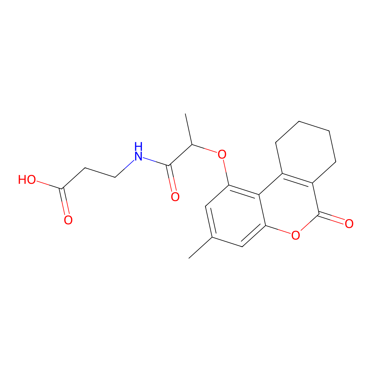 N-{2-[(3-methyl-6-oxo-7,8,9,10-tetrahydro-6H-benzo[c]chromen-1-yl)oxy]propanoyl}-beta-alanine molecular structure, CAS 858737-91-4