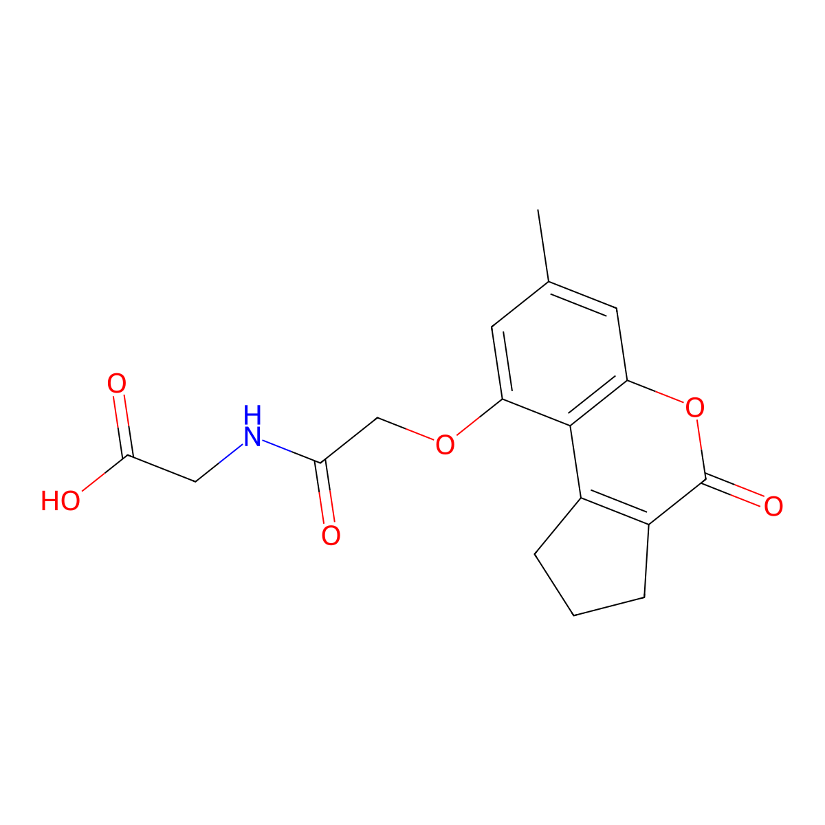 N-{[(7-methyl-4-oxo-1,2,3,4-tetrahydrocyclopenta[c]chromen-9-yl)oxy]acetyl}glycine molecular structure, CAS 858739-33-0
