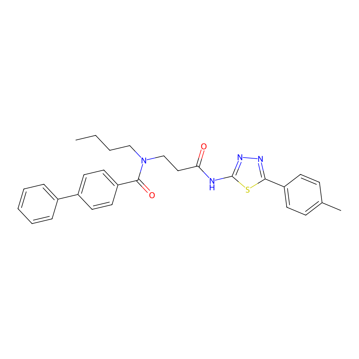 3-(1-{[1,1'-Biphenyl]-4-YL}-N-butylformamido)-N-[5-(4-methylphenyl)-1,3,4-thiadiazol-2-YL]propanamide molecular structure, CAS 858740-02-0