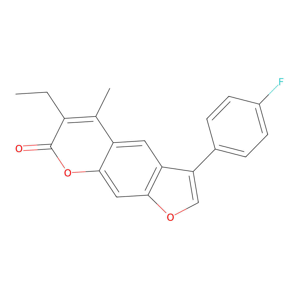 6-ethyl-3-(4-fluorophenyl)-5-methyl-7H-furo[3,2-g]chromen-7-one molecular structure, CAS 858740-15-5