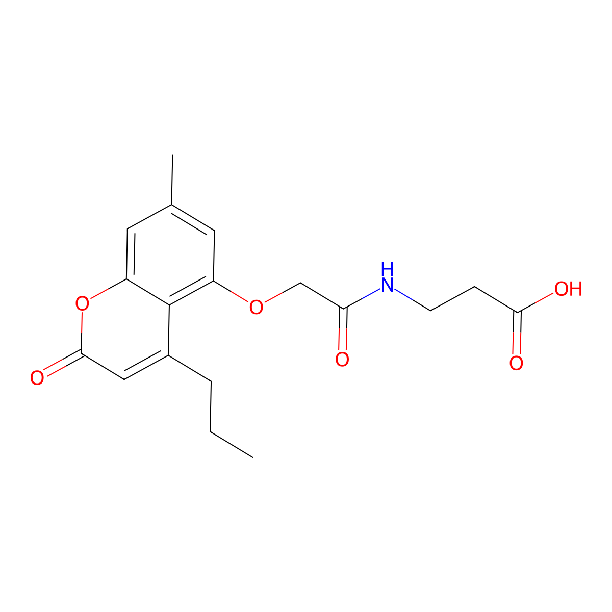 N-{[(7-methyl-2-oxo-4-propyl-2H-chromen-5-yl)oxy]acetyl}-beta-alanine molecular structure, CAS 858740-39-3