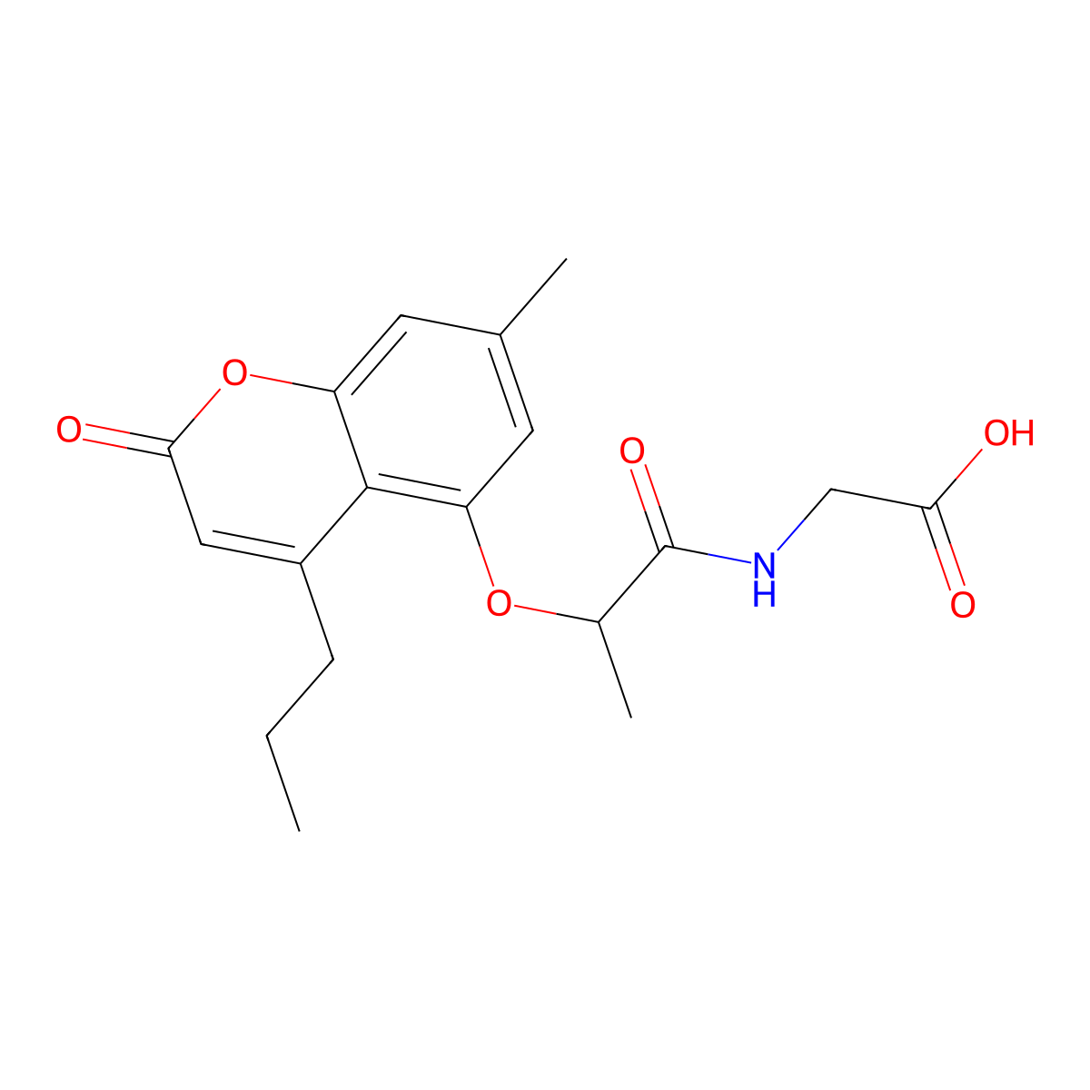 N-{2-[(7-methyl-2-oxo-4-propyl-2H-chromen-5-yl)oxy]propanoyl}glycine molecular structure, CAS 858740-69-9