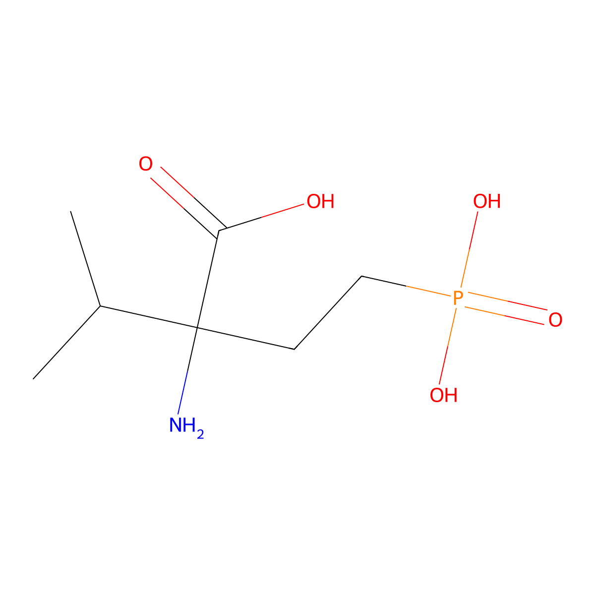 2-Amino-2-isopropyl-4-phosphonobutanoic acid molecular structure, CAS 858741-14-7