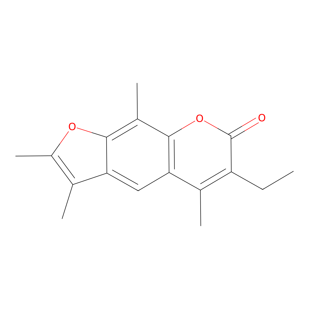 6-ethyl-2,3,5,9-tetramethyl-7H-furo[3,2-g]chromen-7-one molecular structure, CAS 858741-53-4