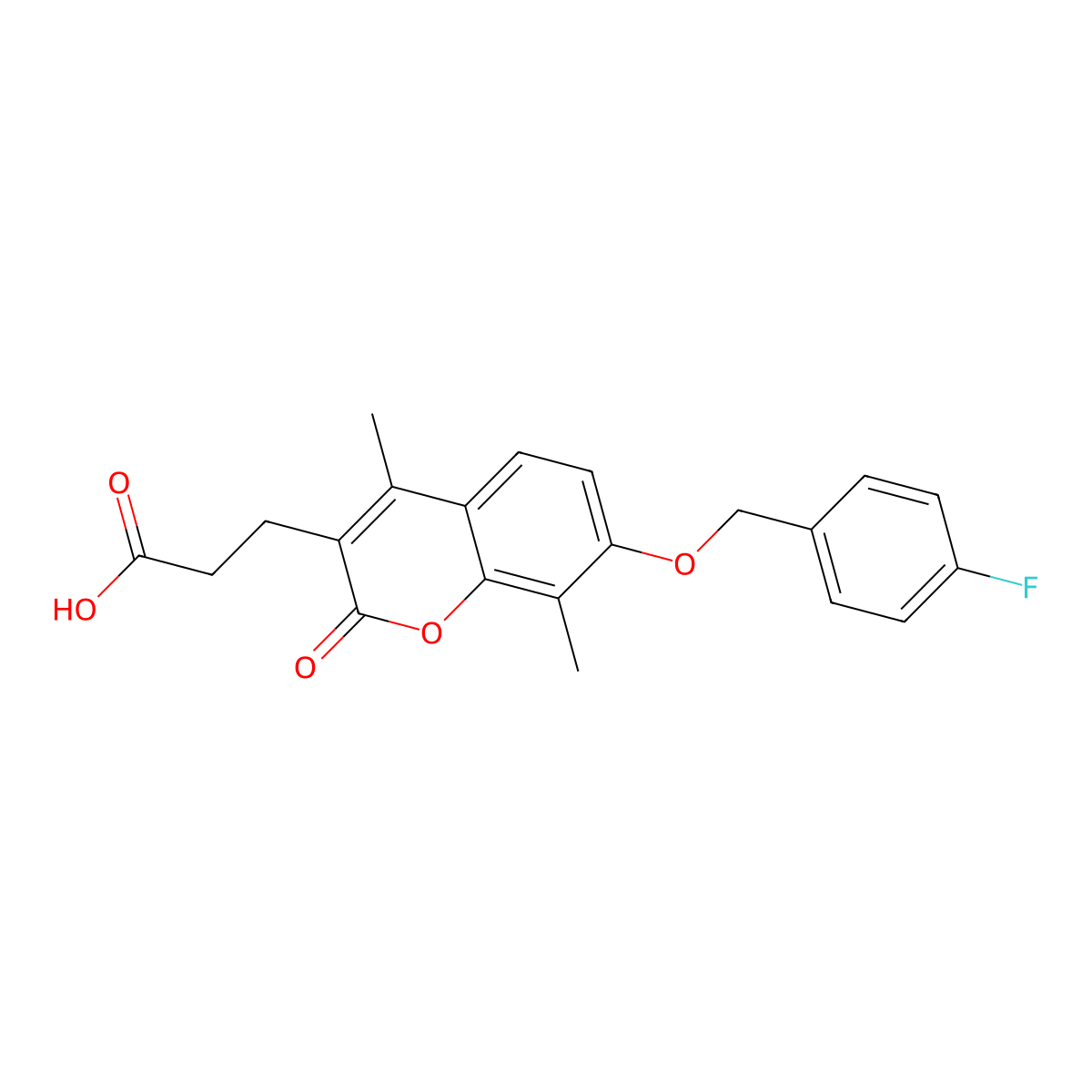 3-{7-[(4-fluorobenzyl)oxy]-4,8-dimethyl-2-oxo-2H-chromen-3-yl}propanoic acid molecular structure, CAS 858741-69-2