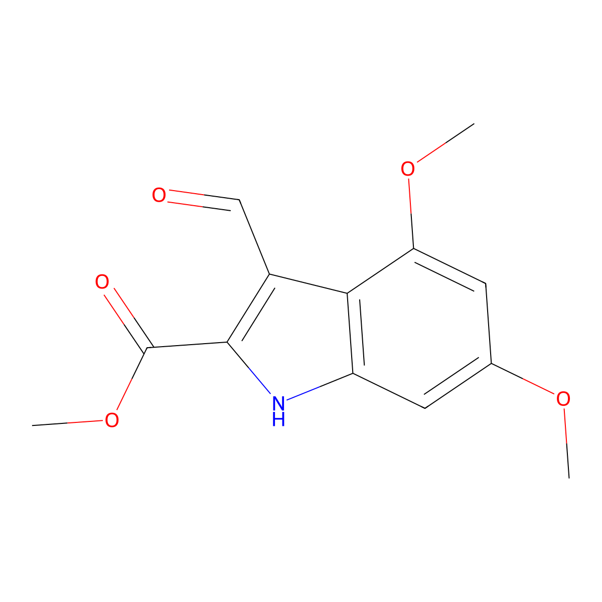 methyl 3-formyl-4,6-dimethoxy-1H-indole-2-carboxylate molecular structure, CAS 858741-81-8
