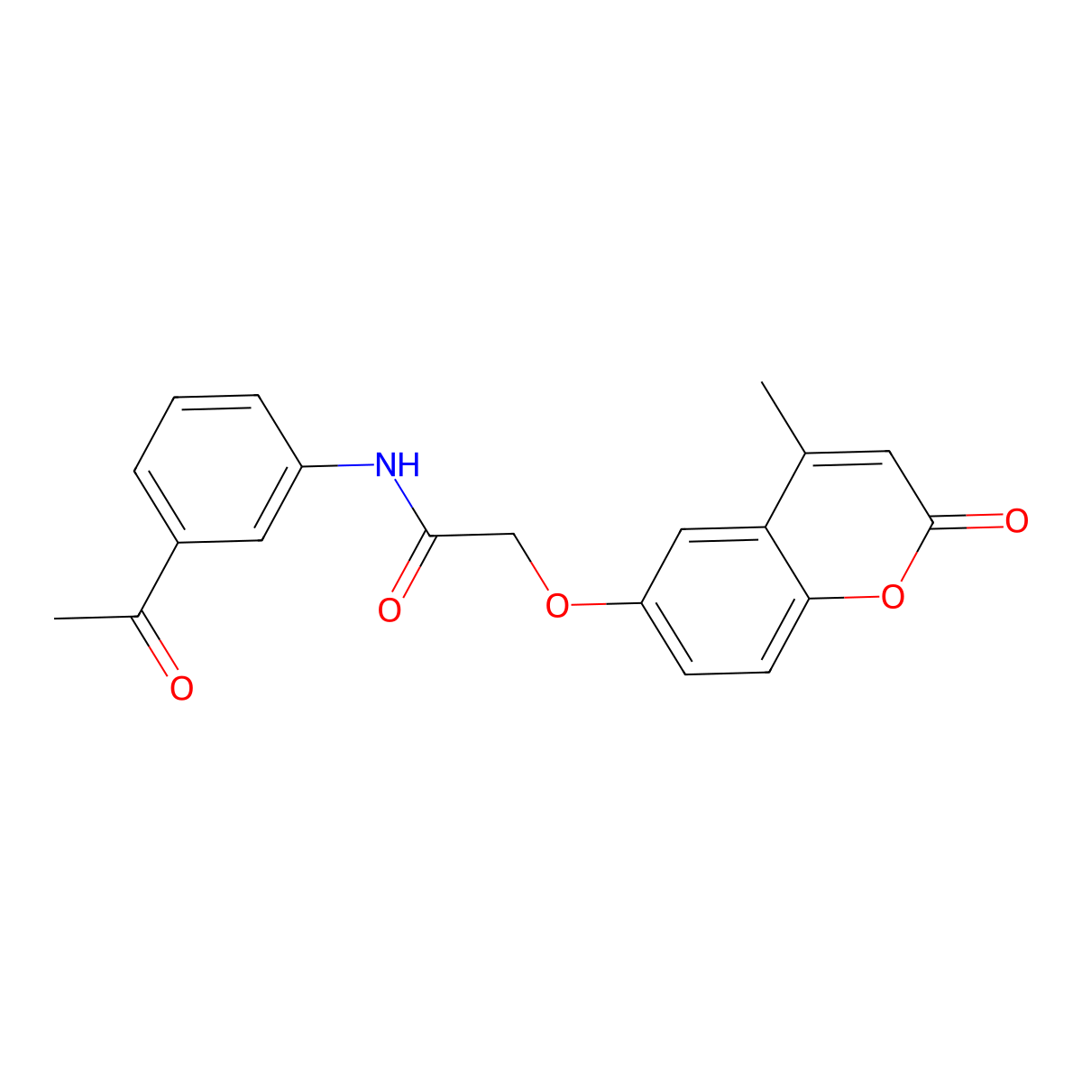 N-(3-acetylphenyl)-2-(4-methyl-2-oxochromen-6-yl)oxyacetamide molecular structure, CAS 858742-00-4