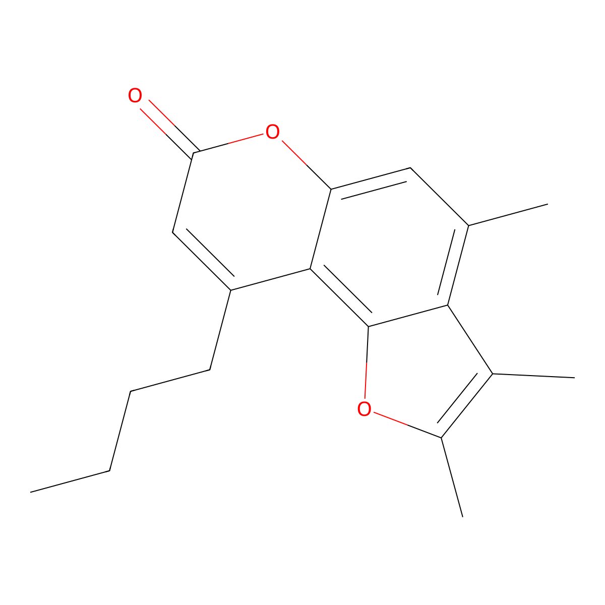 9-butyl-2,3,4-trimethyl-7H-furo[2,3-f]chromen-7-one molecular structure, CAS 858742-07-1