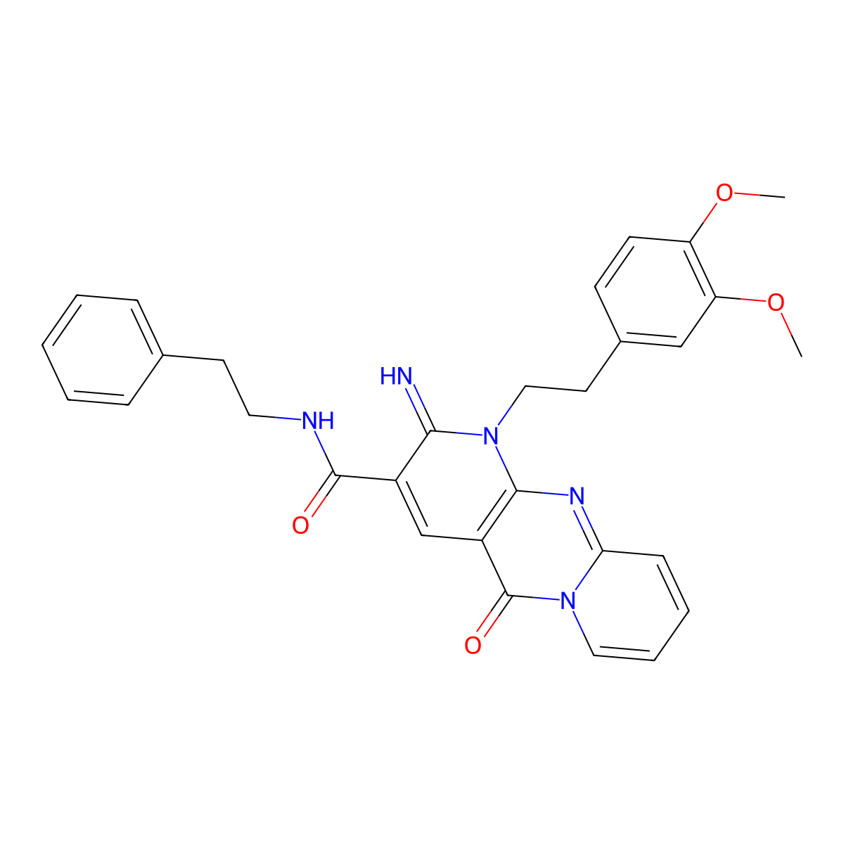 1-[2-(3,4-dimethoxyphenyl)ethyl]-2-imino-5-oxo-N-(2-phenylethyl)-1,5-dihydro-2H-dipyrido[1,2-a:2',3'-d]pyrimidine-3-carboxamide molecular structure, CAS 858742-40-2