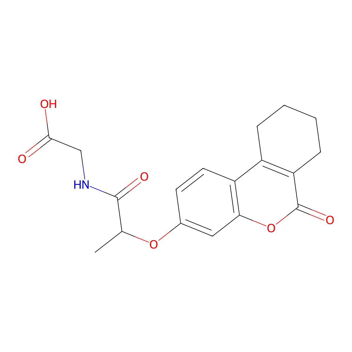 N-{2-[(6-oxo-7,8,9,10-tetrahydro-6H-benzo[c]chromen-3-yl)oxy]propanoyl}glycine molecular structure, CAS 858742-81-1