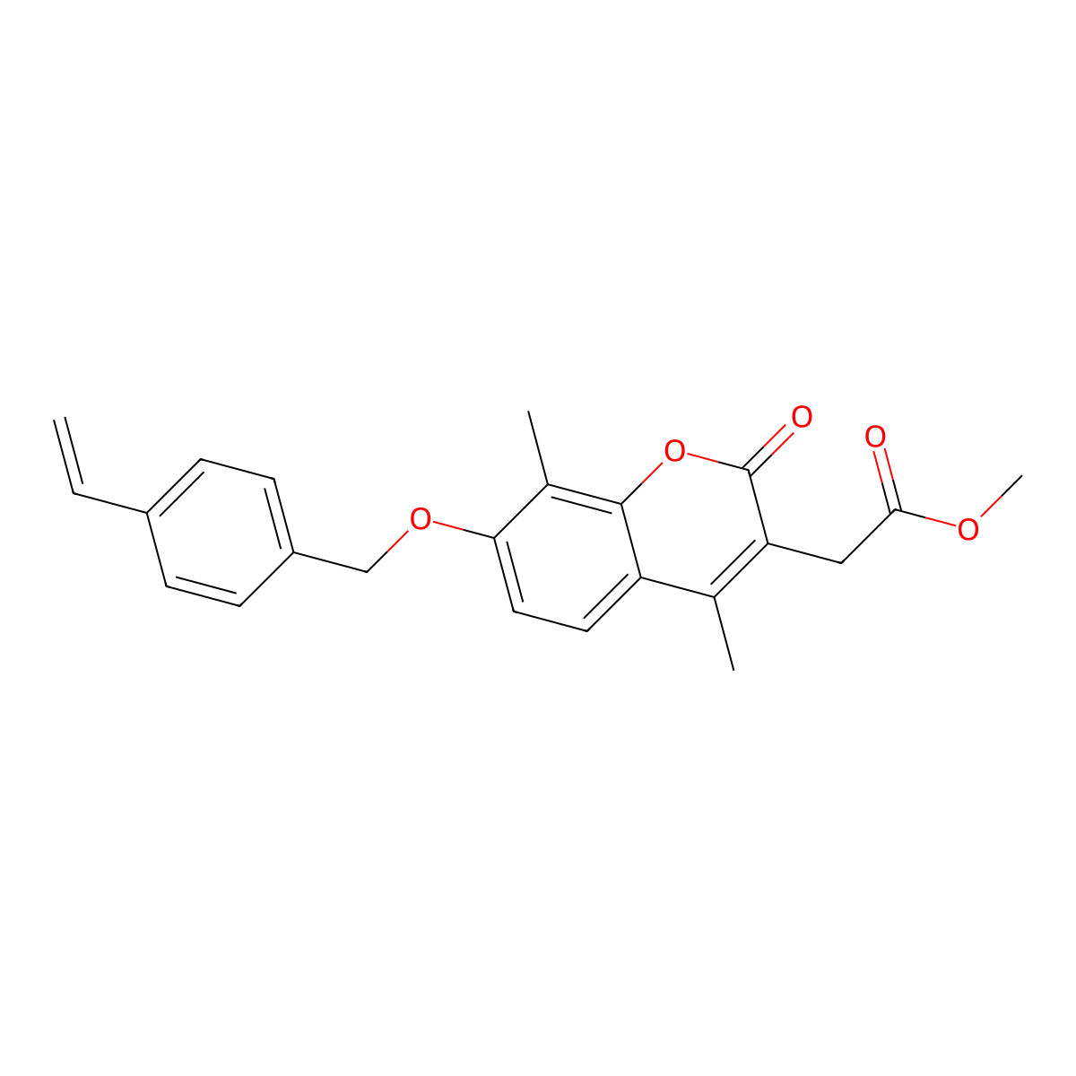 methyl {7-[(4-ethenylbenzyl)oxy]-4,8-dimethyl-2-oxo-2H-chromen-3-yl}acetate molecular structure, CAS 858742-85-5