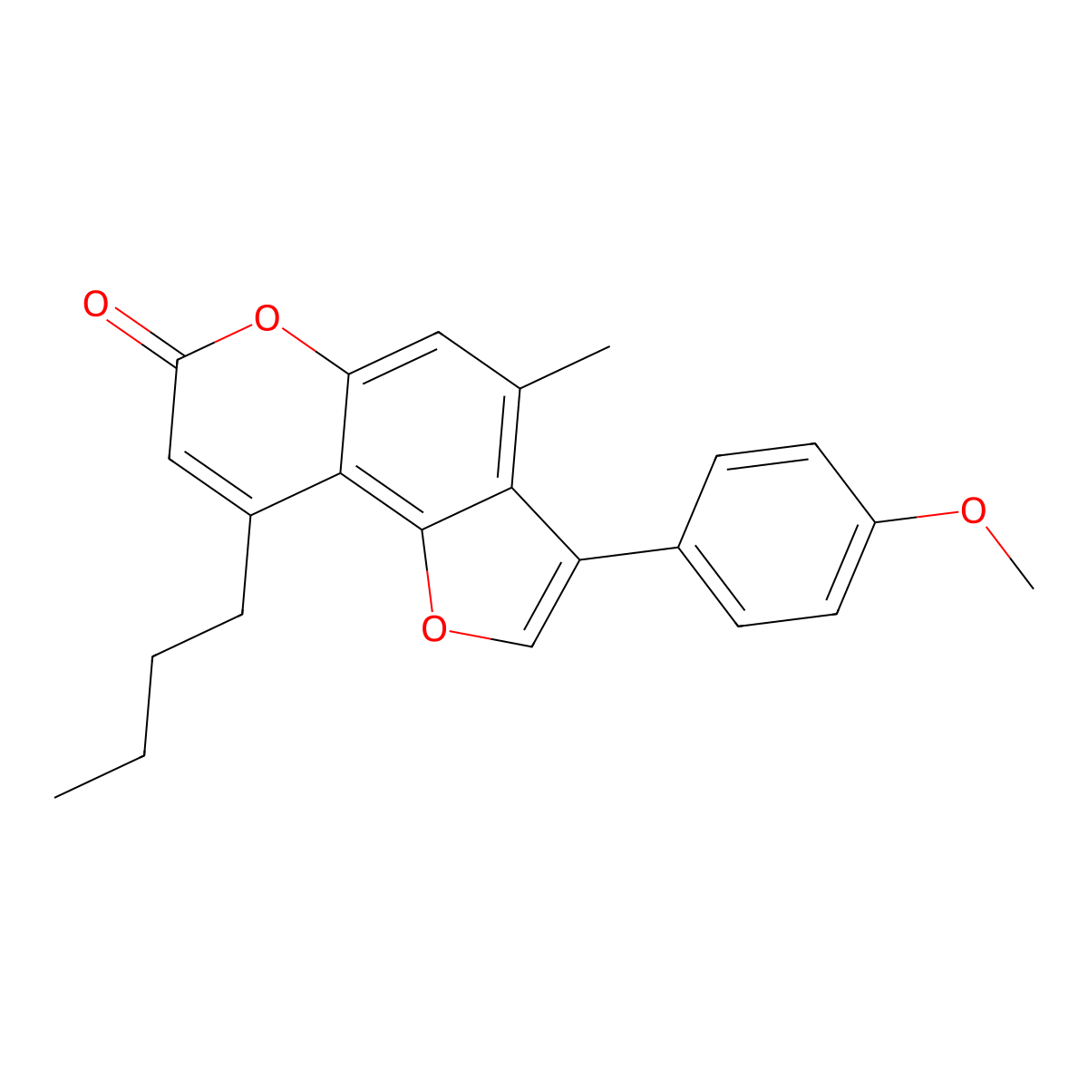 9-butyl-3-(4-methoxyphenyl)-4-methyl-7H-furo[2,3-f]chromen-7-one molecular structure, CAS 858743-12-1