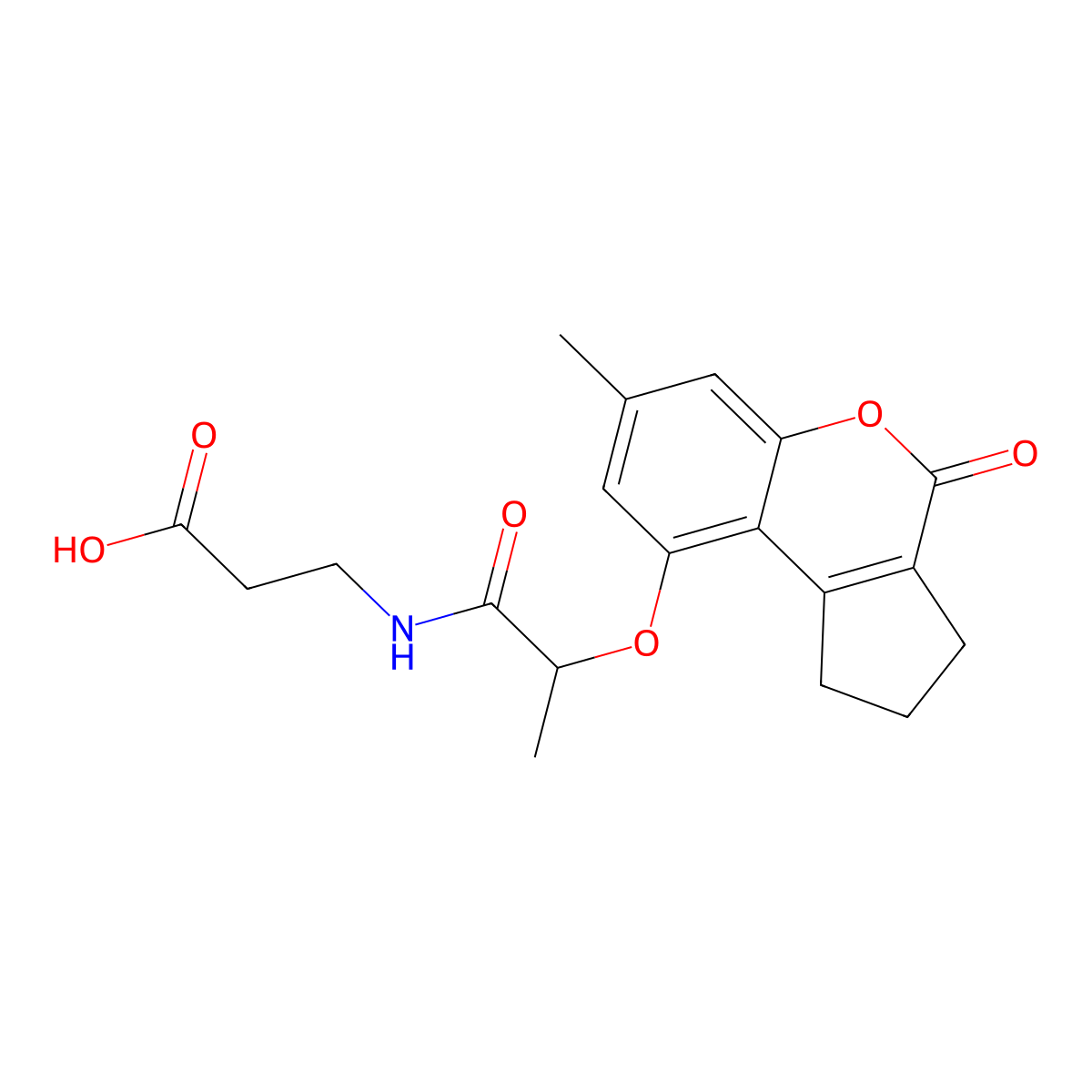 N-{2-[(7-methyl-4-oxo-1,2,3,4-tetrahydrocyclopenta[c]chromen-9-yl)oxy]propanoyl}-beta-alanine molecular structure, CAS 858743-21-2