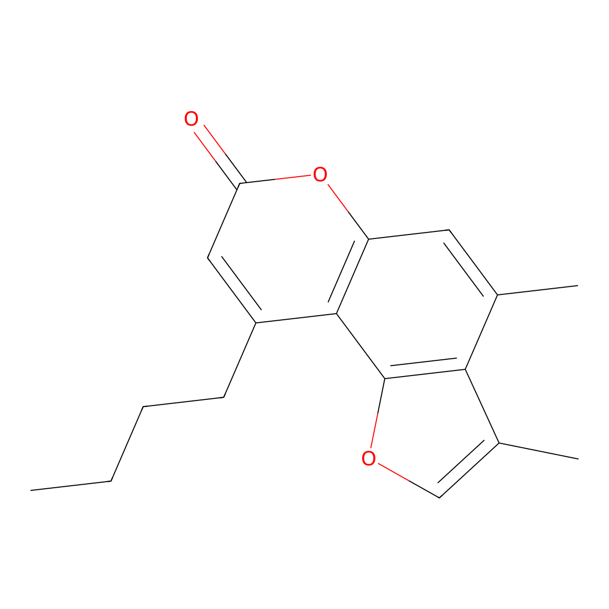 9-butyl-3,4-dimethyl-7H-furo[2,3-f]chromen-7-one molecular structure, CAS 858743-47-2