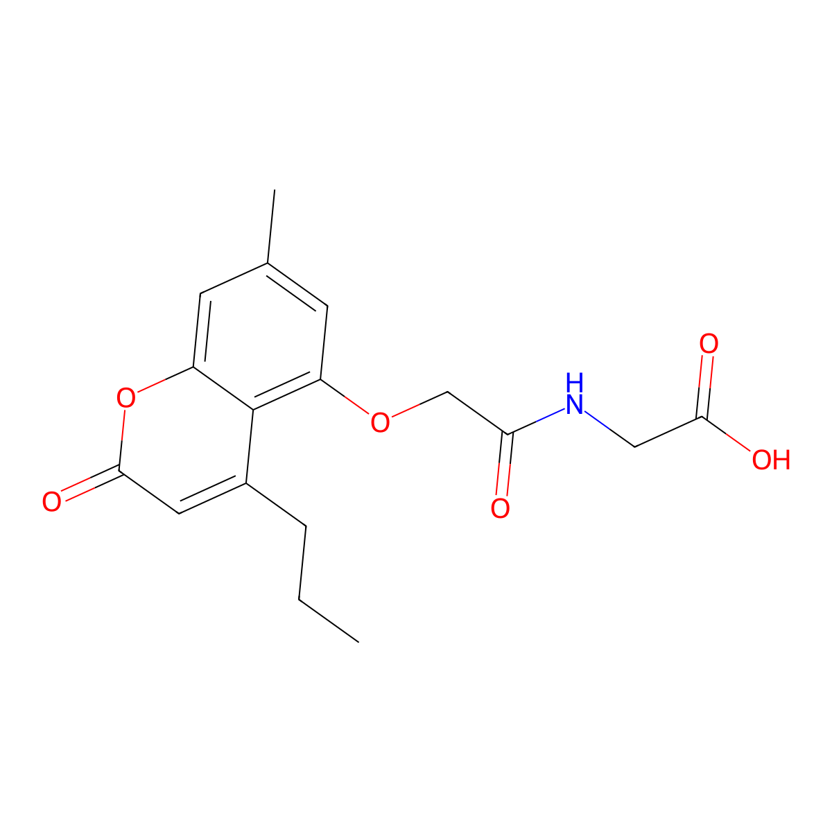N-{[(7-methyl-2-oxo-4-propyl-2H-chromen-5-yl)oxy]acetyl}glycine molecular structure, CAS 858743-61-0