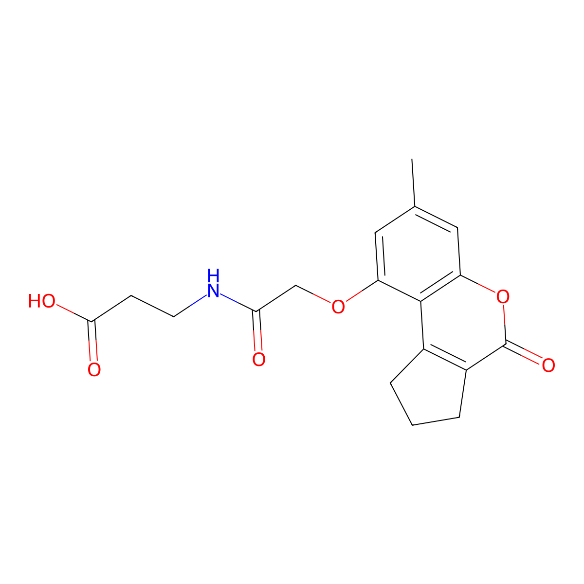 N-{[(7-methyl-4-oxo-1,2,3,4-tetrahydrocyclopenta[c]chromen-9-yl)oxy]acetyl}-beta-alanine molecular structure, CAS 858743-91-6